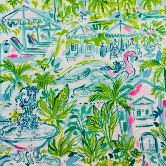 Lilly Pulitzer Palm Beach Breakers Reusable Tote Bag w insert pink, green - Picture 6 of 13
